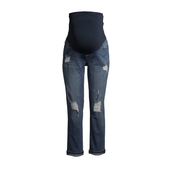 Women's Maternity Boyfriend Jeans with Full Panel - Picture 2 of 6
